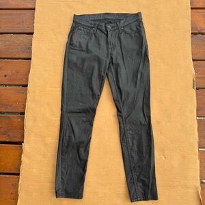 7 For All Mankind Size 26 Skinny Jeans Women’s Coated Metallic Black Waxed Oil